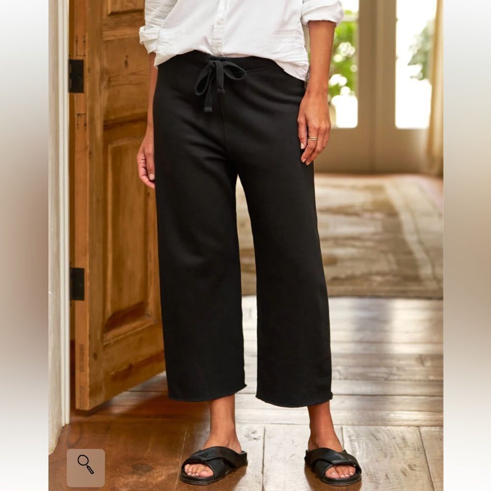 Frank & Eileen Black Wide-Leg Cropped Drawstring Track Pants - Picture 14 of 14